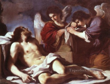 グエルチーノ Painting - 死んだキリストを想って泣く天使たち バロック グエルチーノ